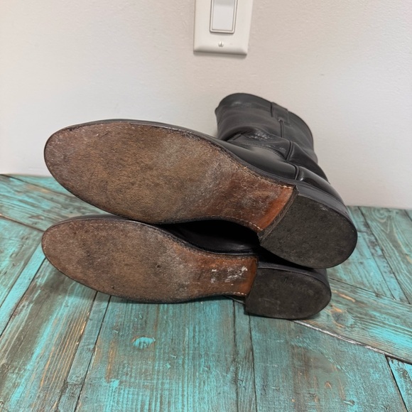 J Chisholm Boots Leather Cowboy 9 D Black Leather Western Riding USA Vintage - Picture 5 of 10